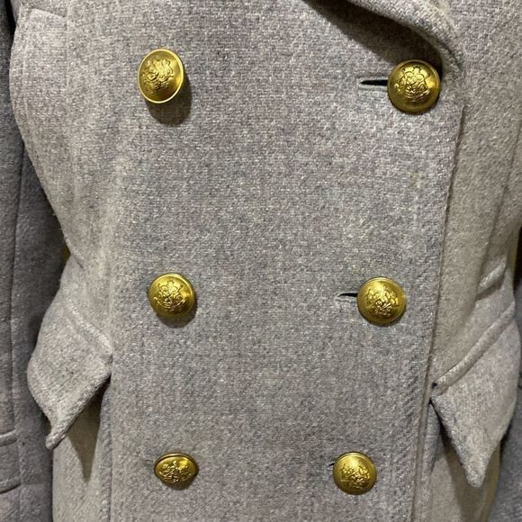 J. Crew Gray Pea Coat with Gold Buttons - Picture 3 of 9